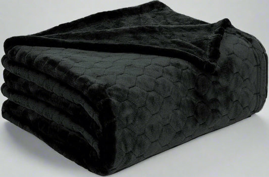 Fleece Blanket Fuzzy Plush Throw Blanket 50" X 60", Super Soft Fluffy Bed Blanket Geometric Pattern Comfy Microfiber Flannel Blankets for Couch, Bed, Sofa, Black