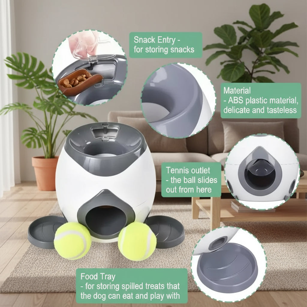 Automatic Ball Launcher for Dog Toy, Interactive Tennis Ball Launcher Machine for Medium Dogs, Interactive Training Smart Feeder
