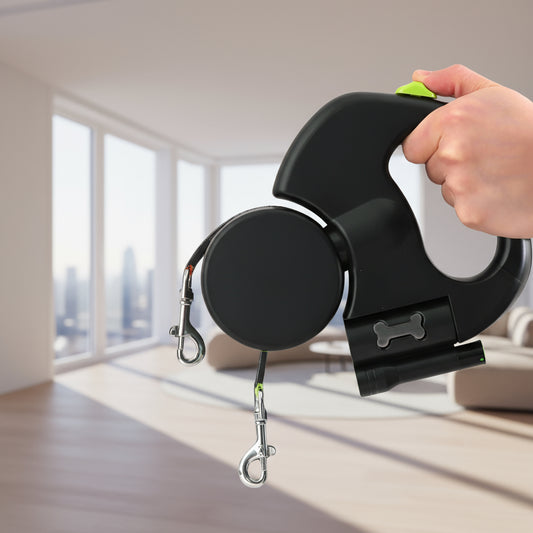 Retractable Dog Leash for Small Dogs Reflective Dual Pet Leash Lead 360 Swivel No Double Dog Walking Leash with Lights Pet Products