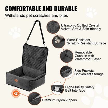 Dog Booster Car Seat Pet Car Seat for Small Medium Dog up to 40 Lbs Black