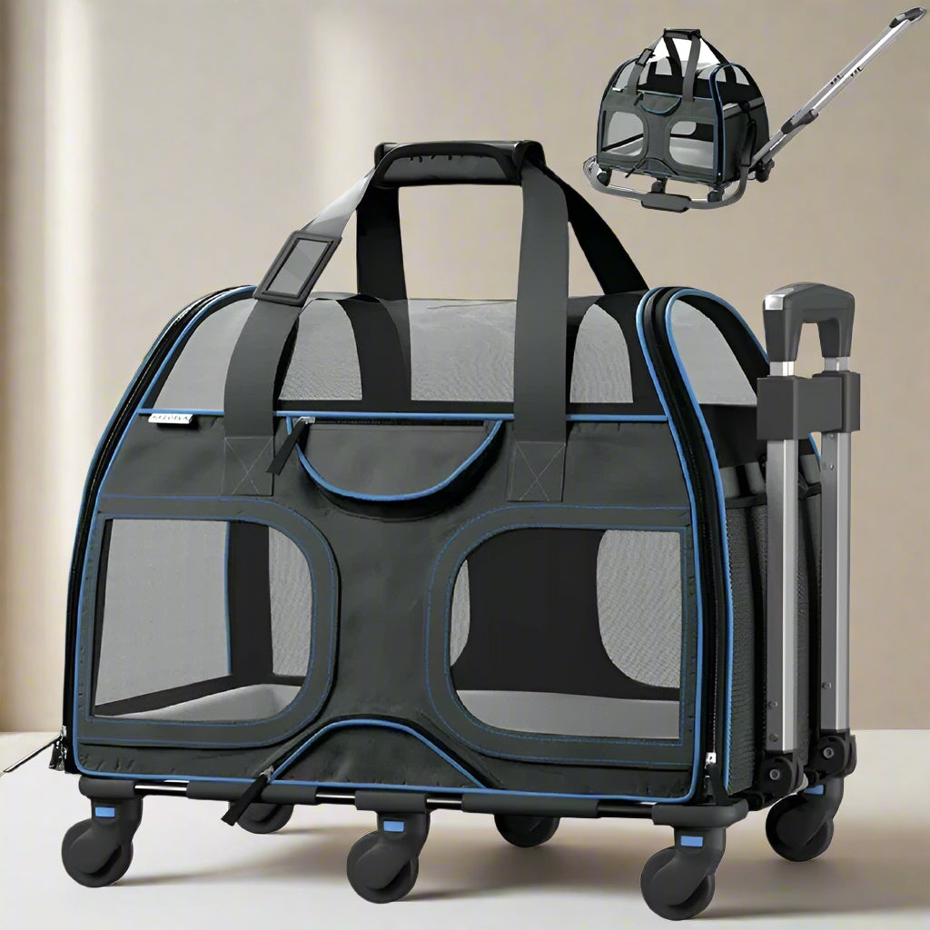 Luxury Rider Chrishawn Pet Carrier with Removable Wheels and Telescopic Handle
