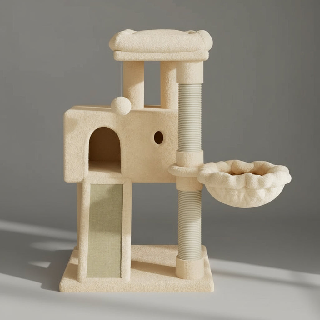 Gateshead 35.8'' H Cat Tree Condos and Scratching Posts Included, with Platform and Basket