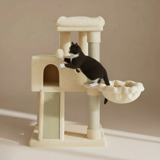 35.8'' H Cat Tree Condos and Scratching Posts Included, with Platform and Basket
