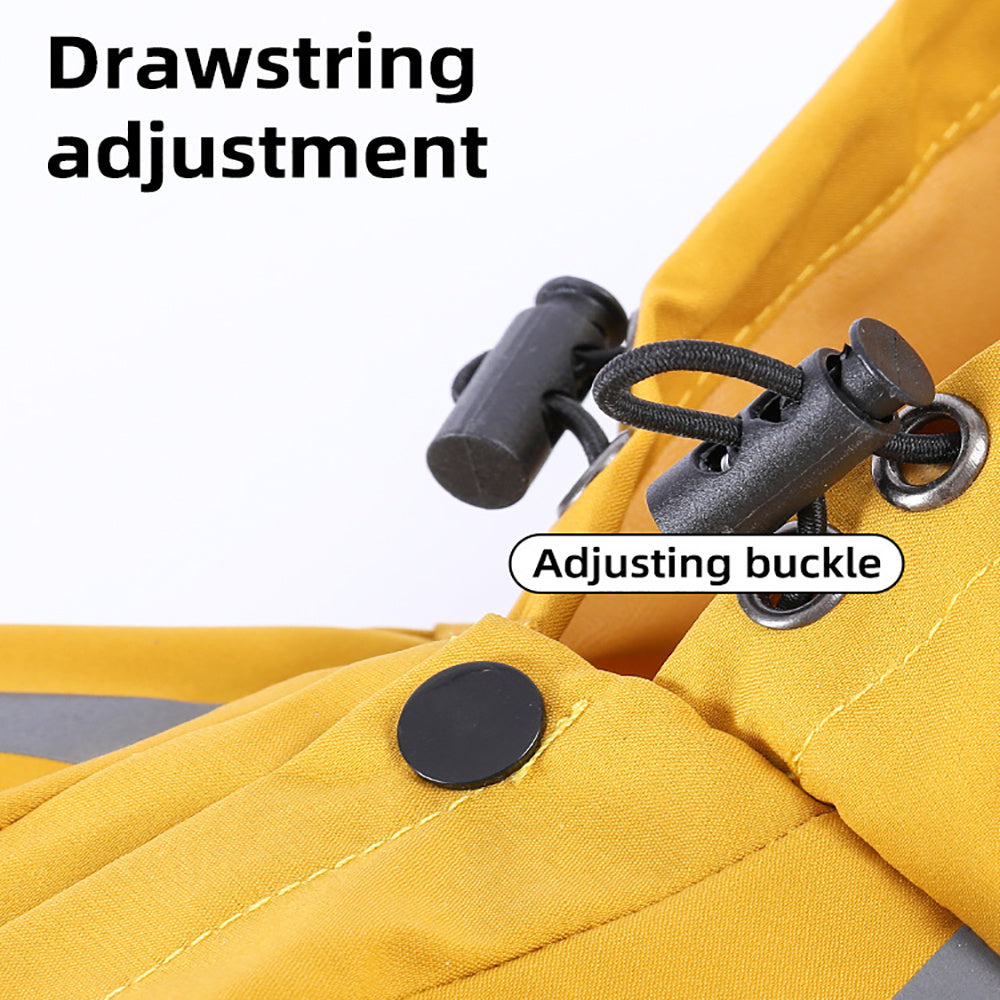 Waterproof Dog Raincoat - Four-Leg Design with Reflective Strips, Breathable Polyester Dog Rain Jacket with Adjustable Drawstrings