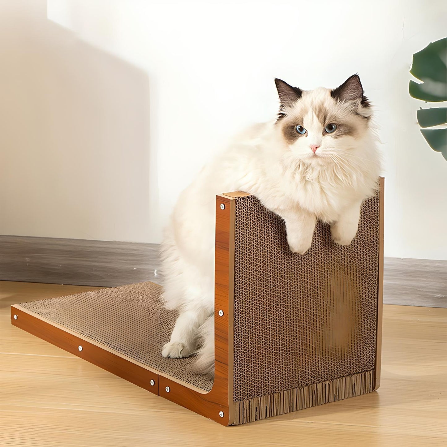 L-Shaped Cat Scratching and Lounging Board - Multi-Functional Pet Furniture for Scratching and Relaxation