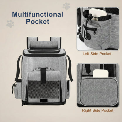 Multifunctional backpack with side pockets on a white background