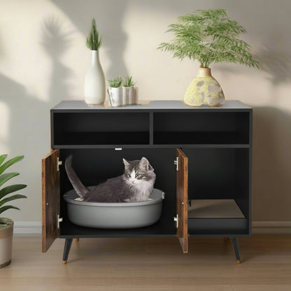 Cat Litter Box Enclosure with Storage Compartments and Pet Scratcher