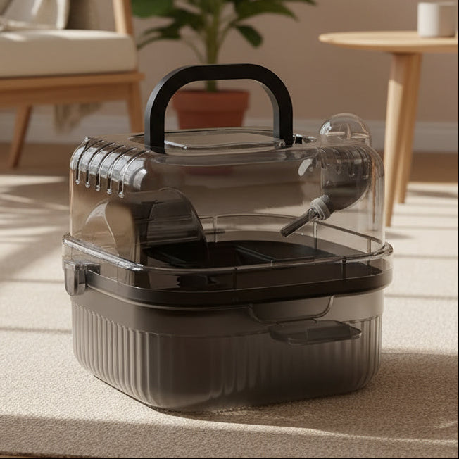 Hamster Outdoor Carrier Cage Portable Hamster Cage with Clear Large Flip Cover for Hamster Bird Carrying Pet Supplies