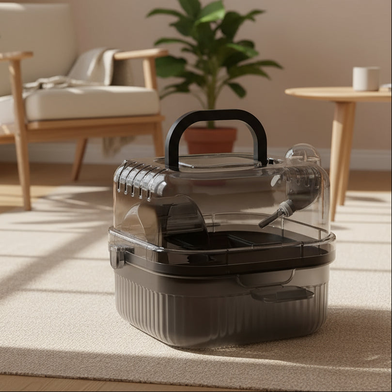 Hamster Outdoor Carrier Cage Portable Hamster Cage with Clear Large Flip Cover for Hamster Bird Carrying Pet Supplies