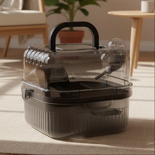 Hamster Outdoor Carrier Cage Portable Hamster Cage with Clear Large Flip Cover for Hamster Bird Carrying Pet Supplies