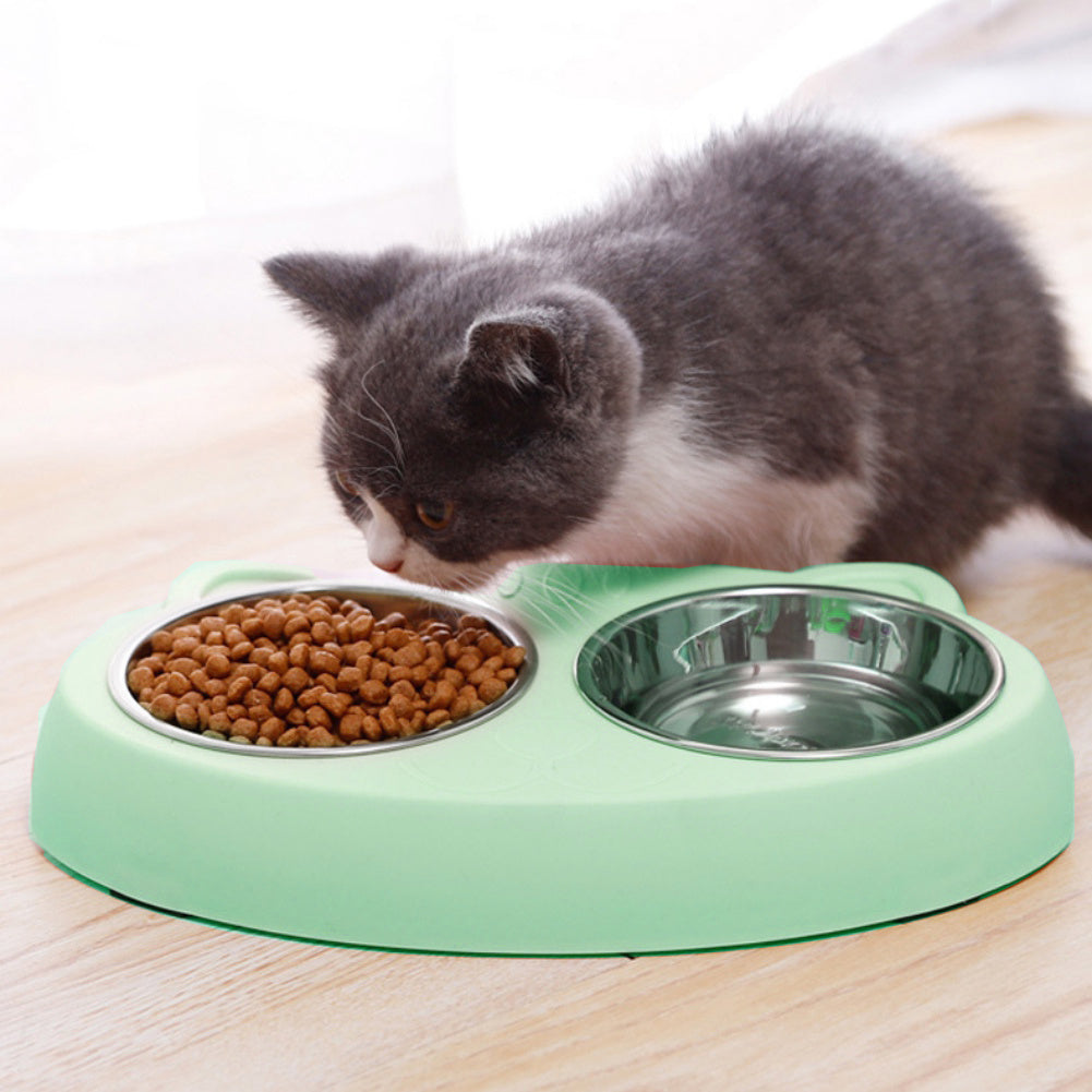 Double Bowls Set | Raised Feeding Station for Dogs & Cats