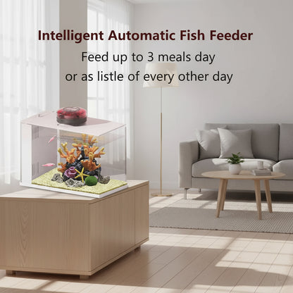 Automatic Fish Feeder Aquarium Automatic Food Dispenser USB Rechargeable Auto Fish Food Dispenser with Timer LCD Display