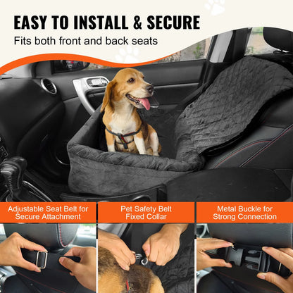 Dog Booster Car Seat Pet Car Seat for Small Medium Dog up to 40 Lbs Black