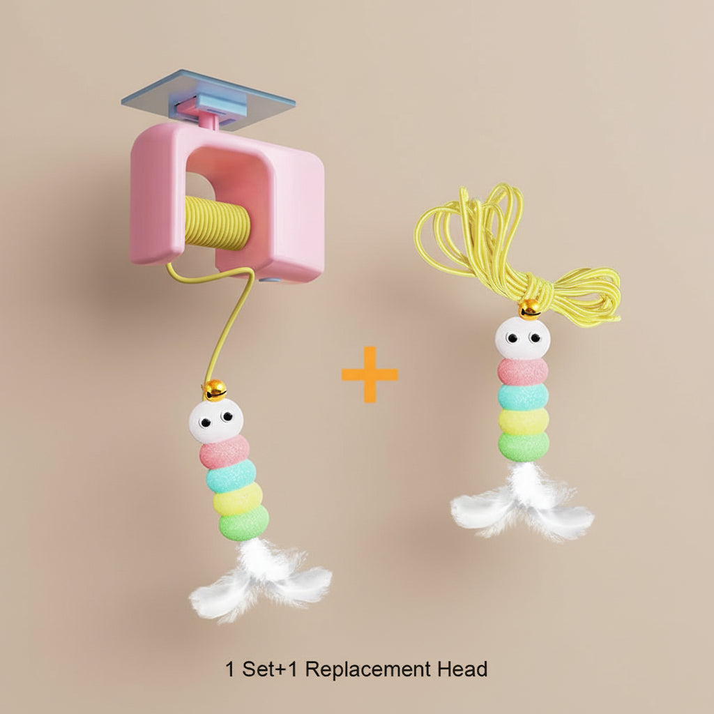 Toy set with a pink base and colorful beads on a white background