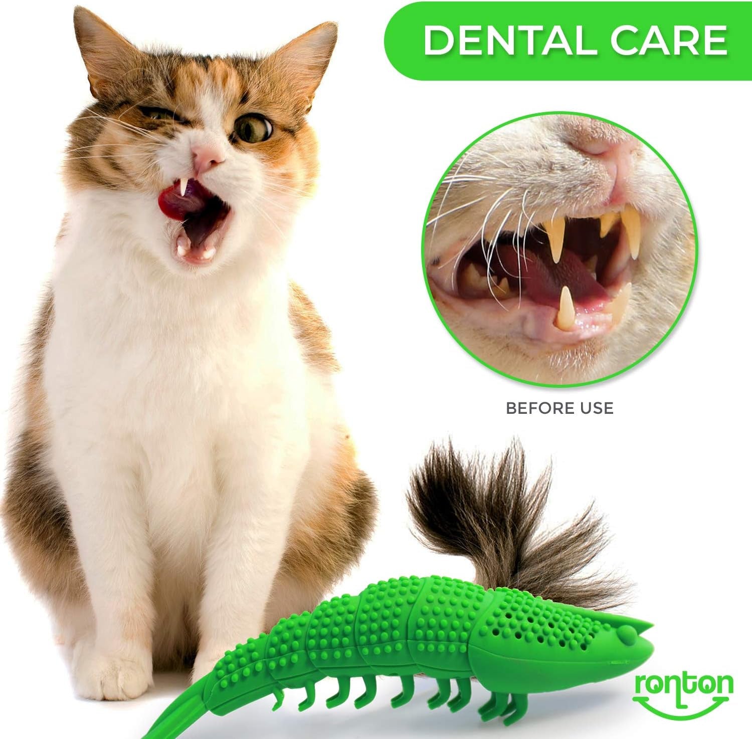Catnip Toy - Durable Hard Rubber - Cat Dental Care, Cat Interactive Toothbrush Chew Toy (2 Pack Green & Blue (Shrimp))