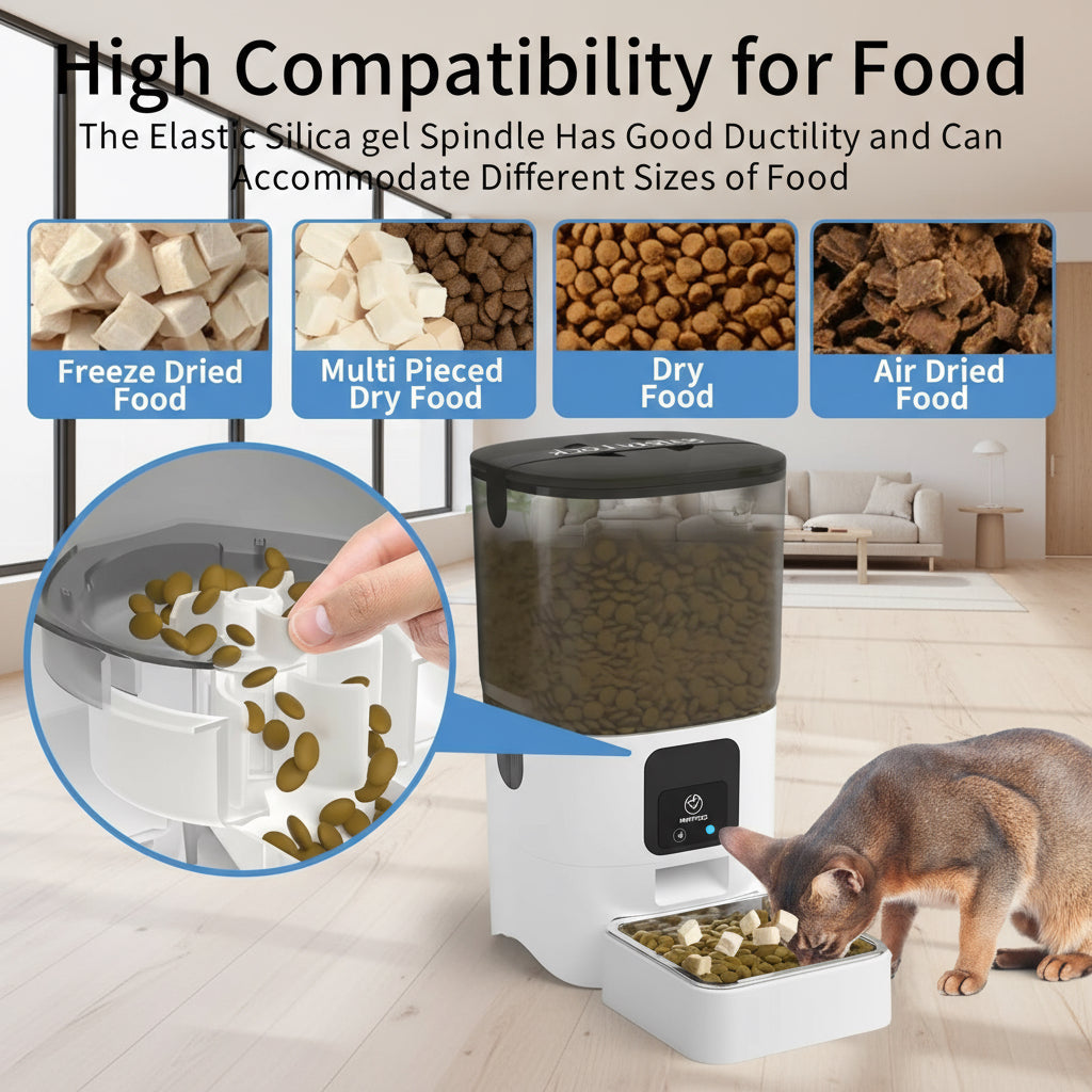 Smart Automatic Cat Feeders Wifi Pet Feeder with APP Control for Remote Feeding Detachable for Easy Clean Cat Food