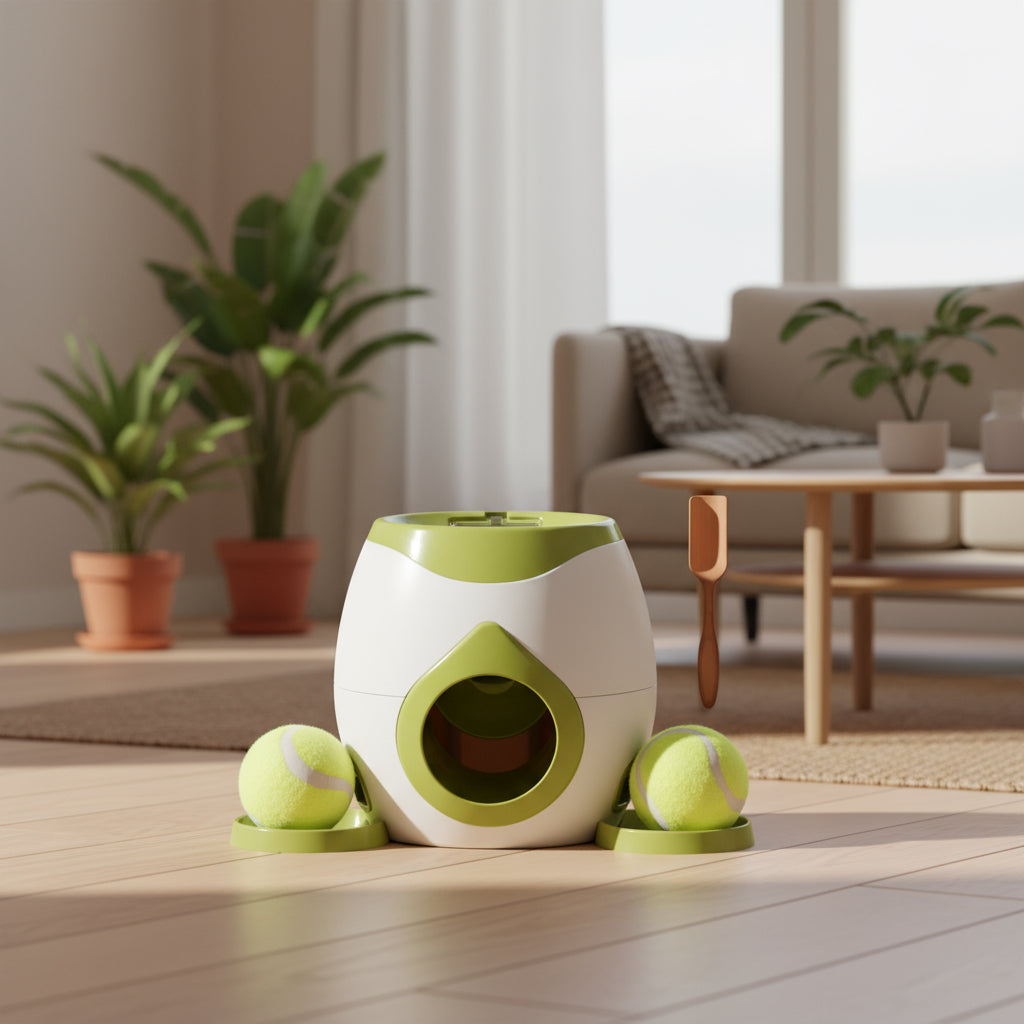 Automatic Ball Launcher for Dog Toy, Interactive Tennis Ball Launcher Machine for Medium Dogs, Interactive Training Smart Feeder