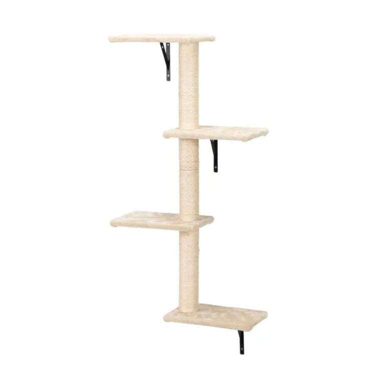 5 Pcs Wall Mounted Cat Climber Set - Floating Cat Shelves And Perches - Cat Activity Tree With Scratching Posts - Modern Cat Furniture