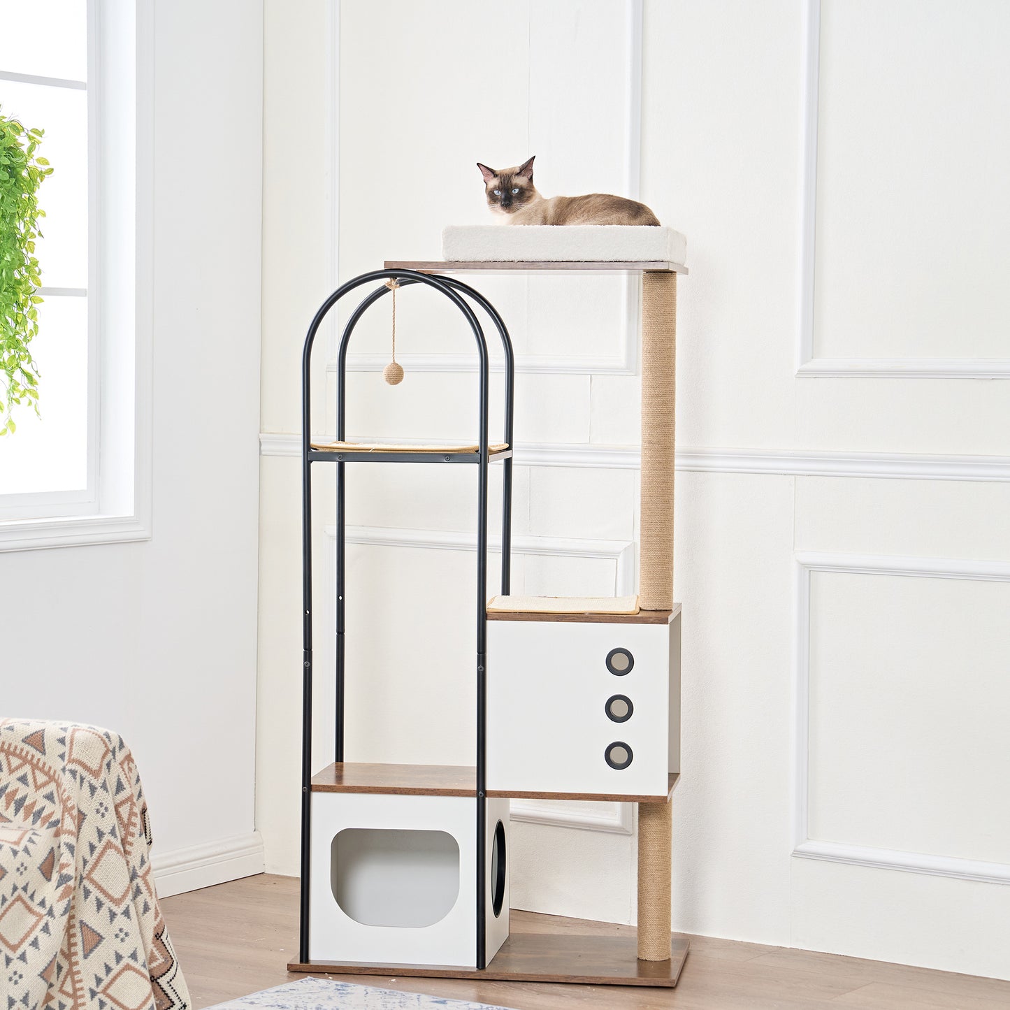 Cat Climbing Frame, Cat Tree, Modern Cat Tower, Multi-Level Cat Condo With 1 Cave, 2 Scratching Posts, Perch, for Indoor Cats