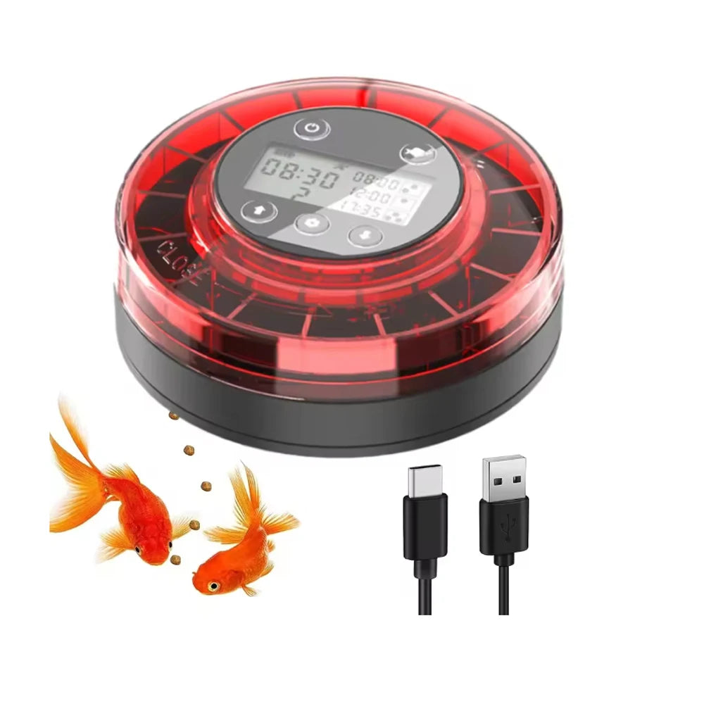 Zyfeedr Automatic Fish Feeder Aquarium Automatic Food Dispenser USB Rechargeable Auto Fish Food Dispenser with Timer LCD Display