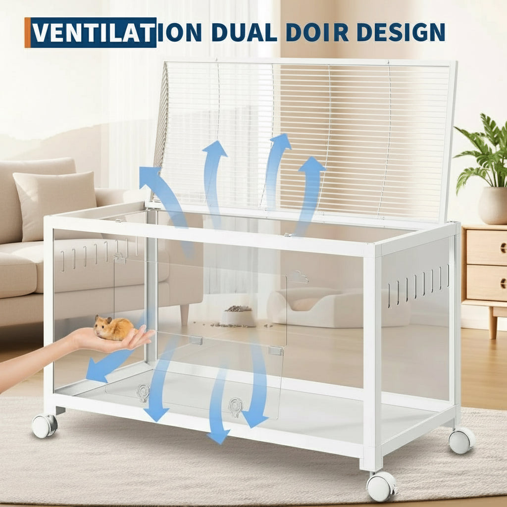 Hamster Cage with Wheels, Large Metal Rat Cage, Rodent Cage, Stackable with Top Access, Ventilated Pet Mice Cage