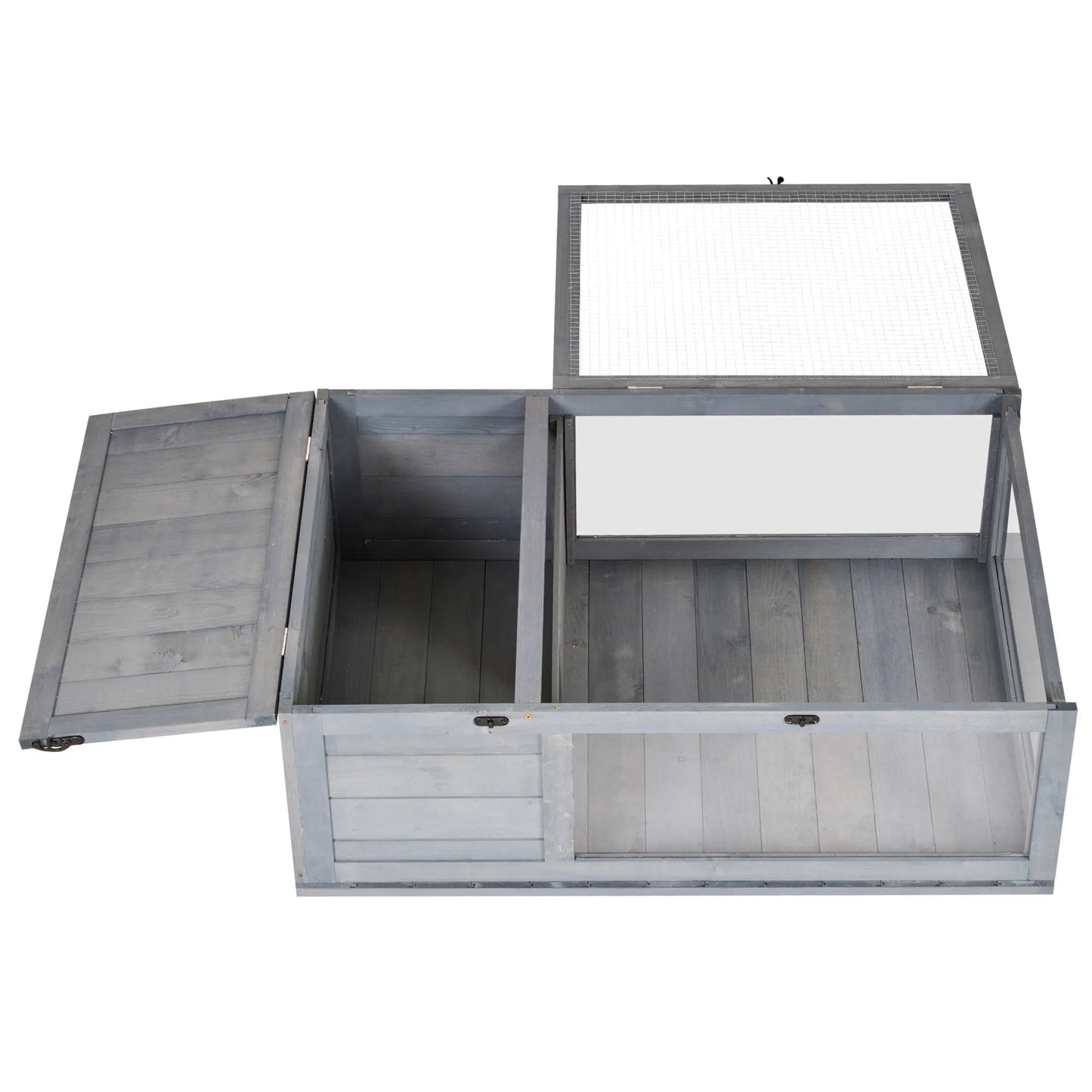 Wooden storage box with a lid on a white background