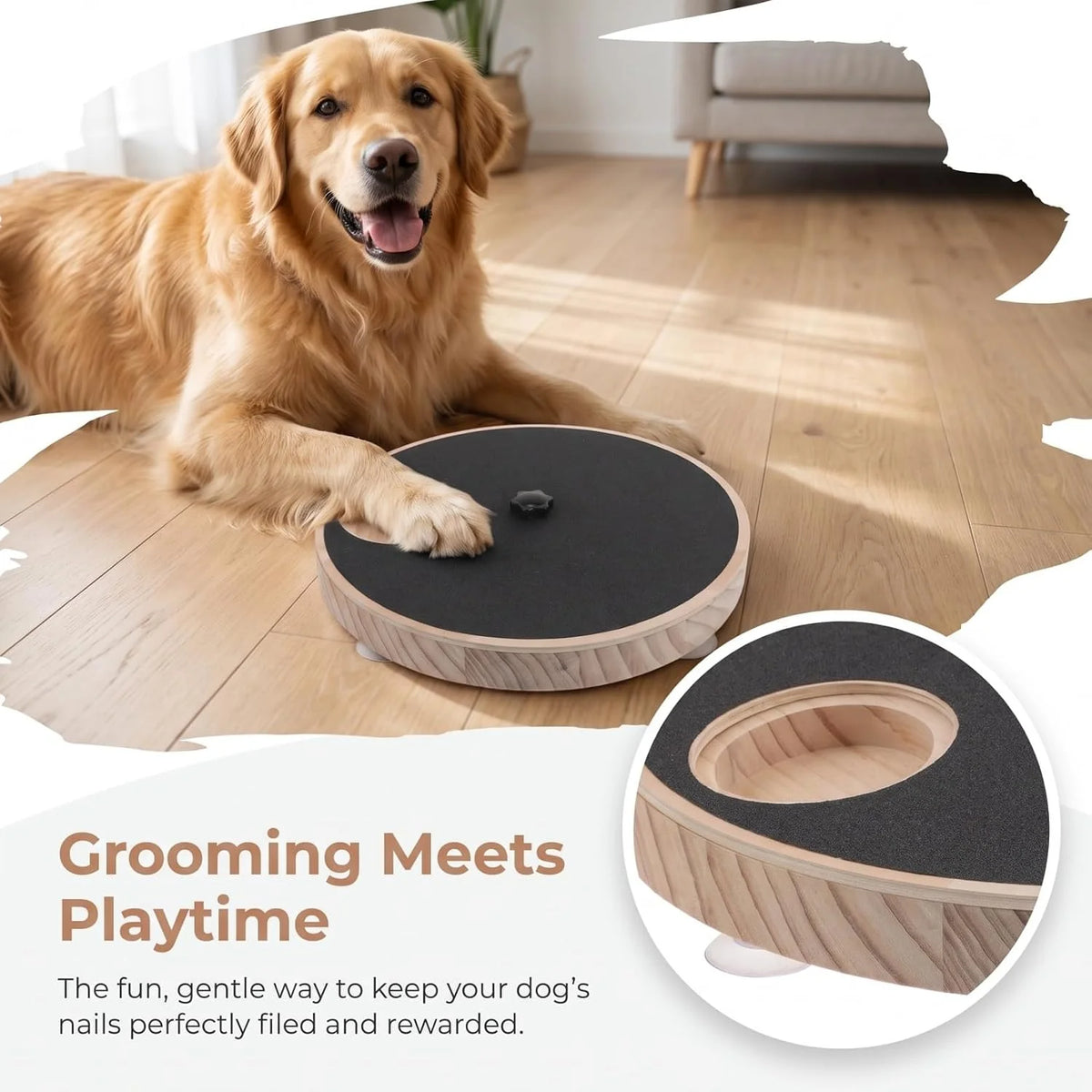 Dog Nail Scratch Pad Pet Claw Grinding Board with Treat Dispenser Rotating Dog Nail Trimming Board for Grooming Filing Training Indoor Paw Care 11.41 X 11.41 X 1.10In