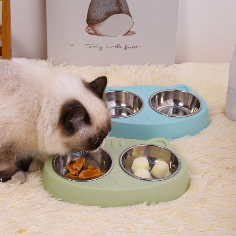 Double Bowls Set | Raised Feeding Station for Dogs & Cats