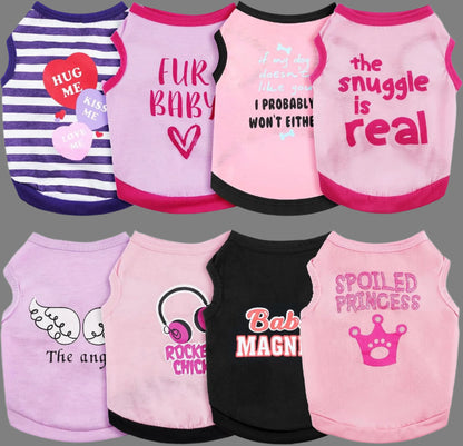 8 Pieces Pet Shirts Printed Puppy Soft Dog Shirt Pullover Cute Dog Sweatshirts Valentine‘S Day Puppy Girl Clothes Outfits Small Pet Cats(Vivid Pattern,Size M)