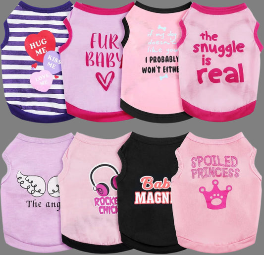 8 Pieces Pet Shirts Printed Puppy Soft Dog Shirt Pullover Cute Dog Sweatshirts Valentine‘S Day Puppy Girl Clothes Outfits Small Pet Cats(Vivid Pattern,Size M)
