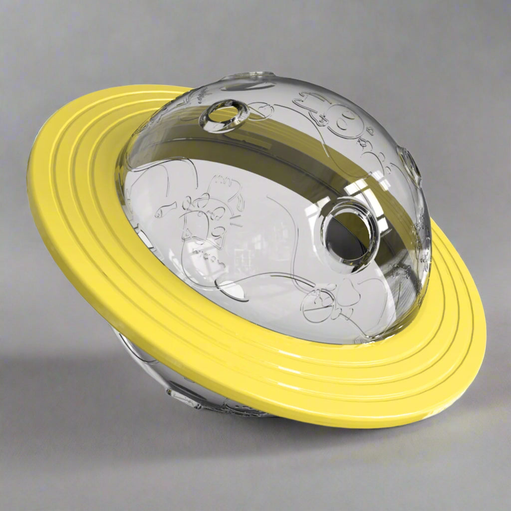 Clear dome light with yellow rim on a white background
