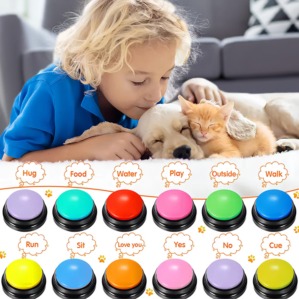 Recordable Pet Training Buttons | Interactive Dog & Cat Communication Device | Smart Pet Learning Tool