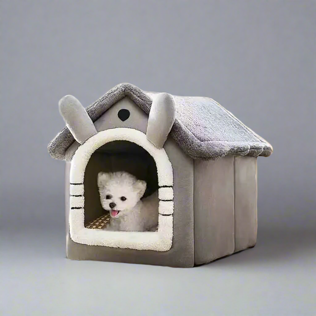 Cama de felpa gris