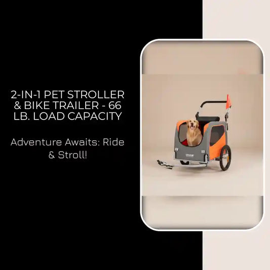2-In-1 Pet Stroller &amp; Bike Trailer - 66 lb. Load Capacity by@Outfy