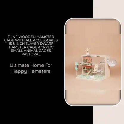 11 in 1 Wooden Hamster Cage with All Accessories 15.8 Inch 3Layer Dwarf Hamster Cage Acrylic Small Animal Cages Pastoral Style by@Outfy