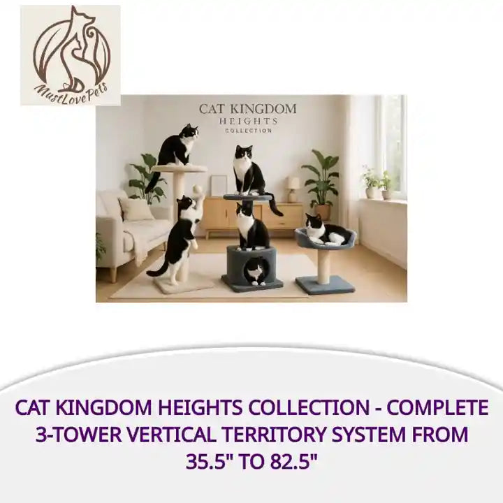 Cat Kingdom Heights Collection - Complete 3-Tower Vertical Territory System from 35.5&quot; to 82.5&quot; by@Outfy