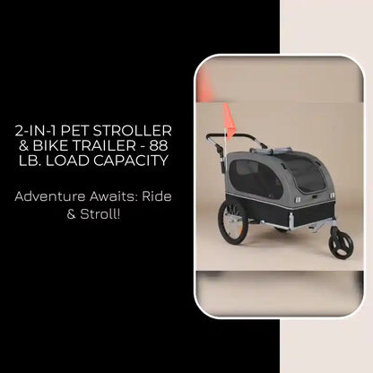 2-In-1 Pet Stroller &amp; Bike Trailer - 88 lb. Load Capacity by@Outfy