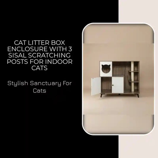 Cat Litter Box Enclosure with 3 Sisal Scratching Posts for Indoor Cats by@Outfy